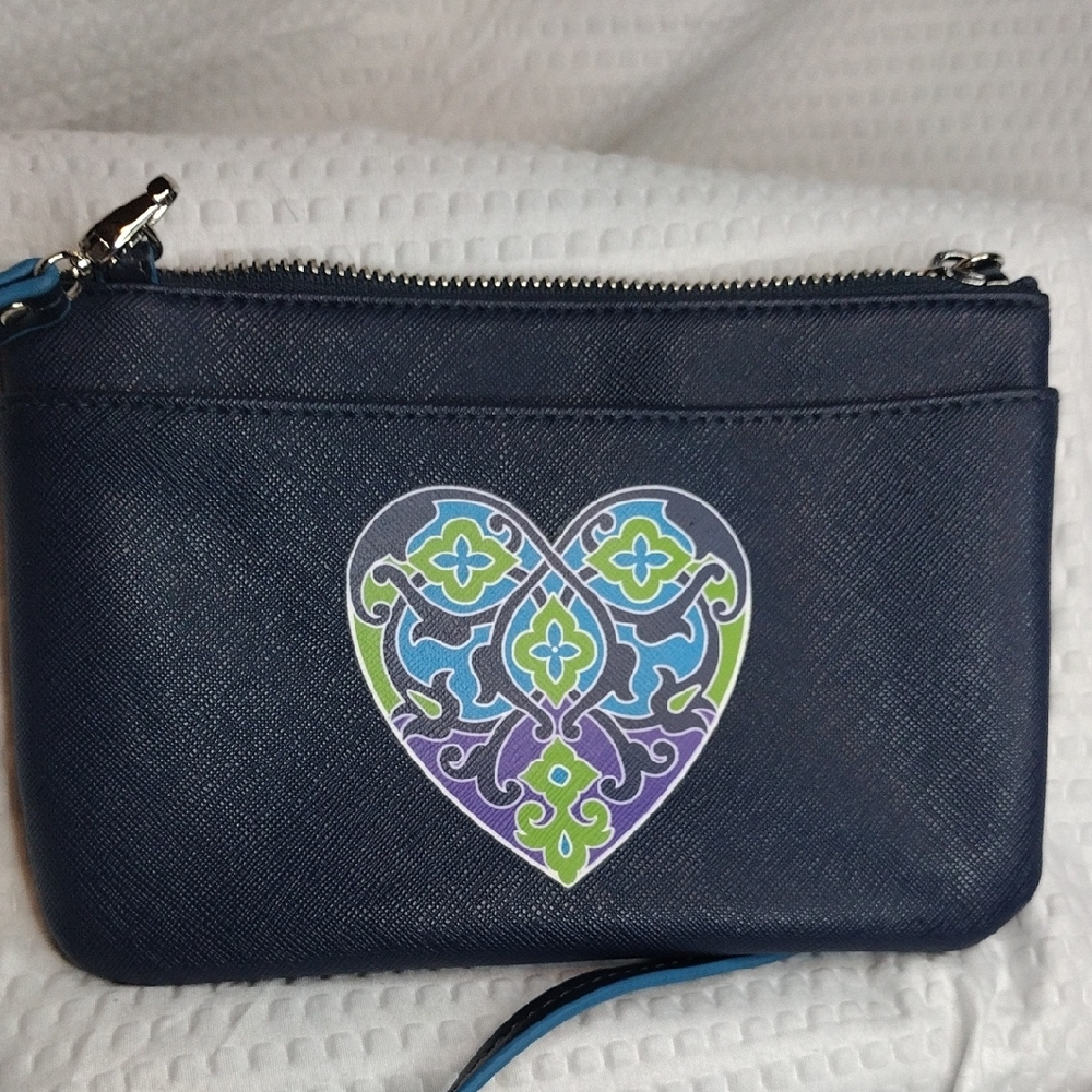 Brighton Summer Heart Mini Clutch Bag Purse in Navy Blue - Picture 3 of 7